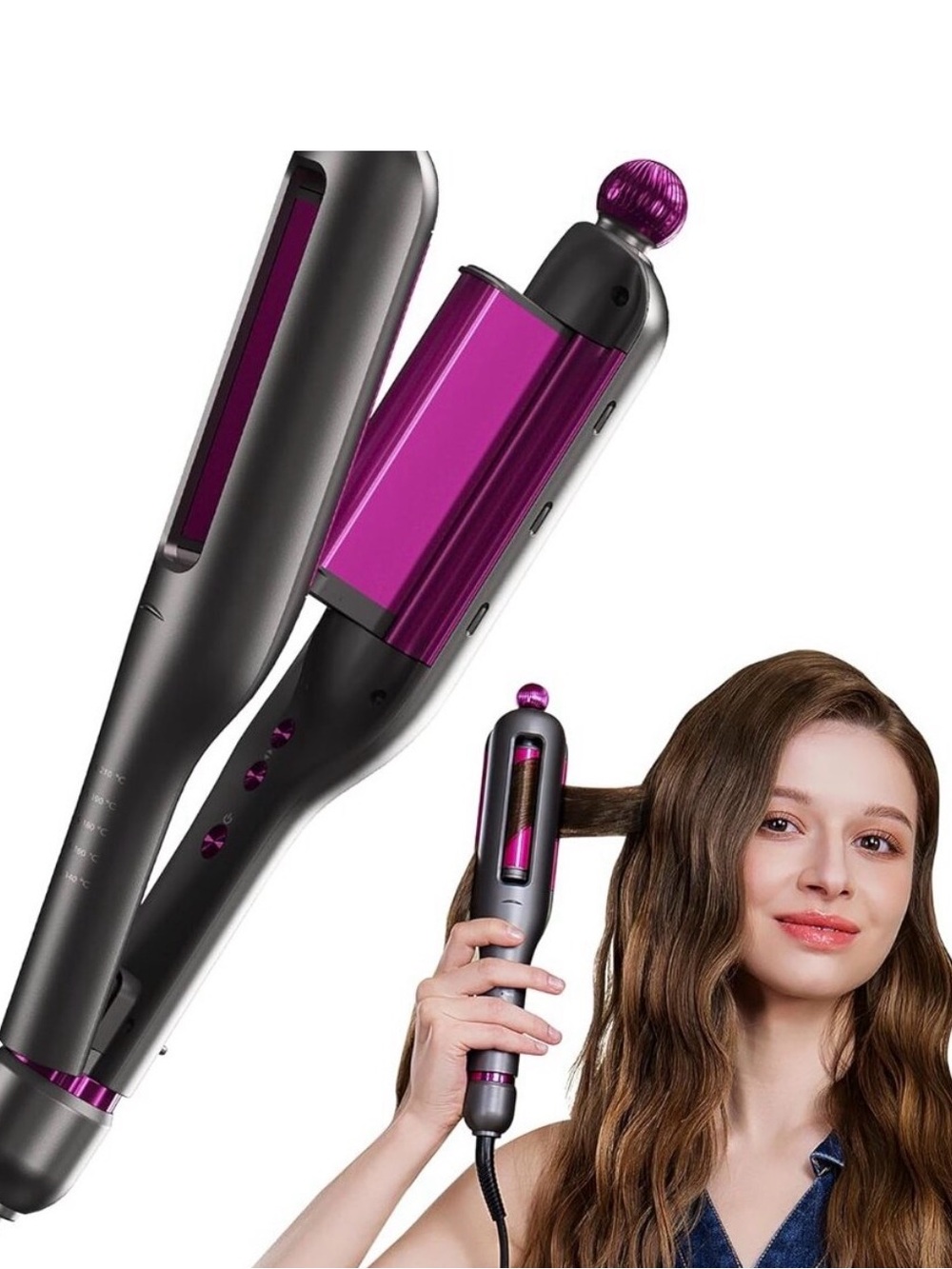 SKG Hair Crimper Curling Wand 4 Adjusted Curl Size
Beach Wave Hair Tool
HCW300-1